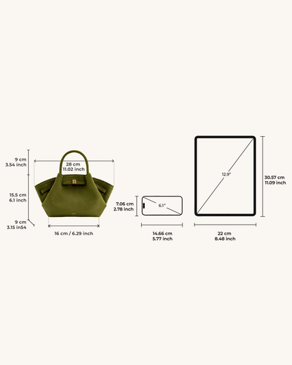 Sac fourre-tout mini Hana en faux suède - Olive Foncé