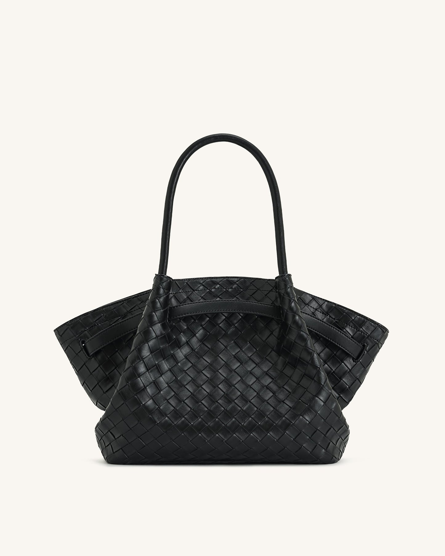 Sac cabas moyen Hana à texture tressée – Noir