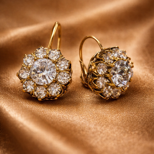 Boucles d'Oreilles Luxe Vintage Zirconia Argentées