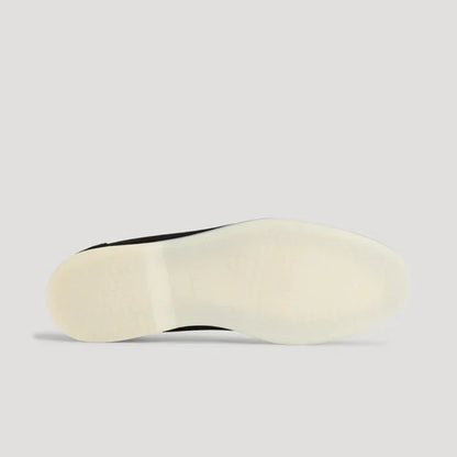 Mocassins Daim Navy — Semelle Blanche Riviera