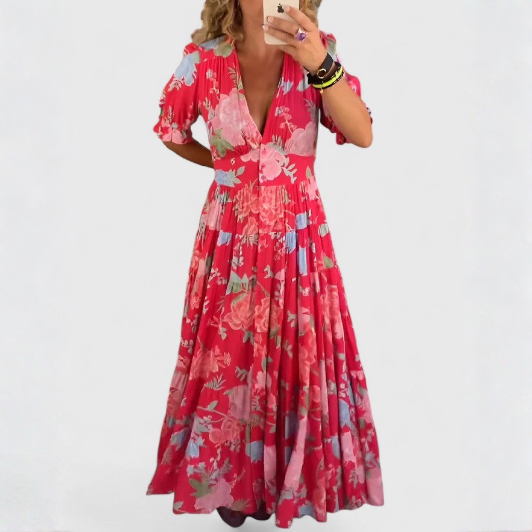 Miriam | Robe fleurie à col en V