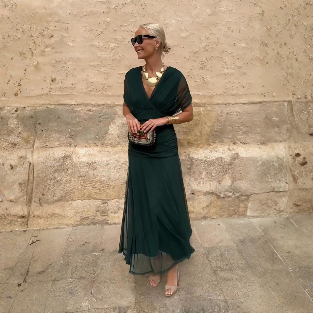 Luisa | Élégante robe longue de soirée à col en V