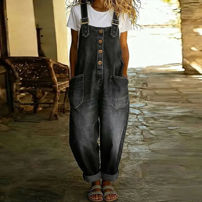 Combinaison Mae | Salopette en denim doux vintage avec bretelles ajustables