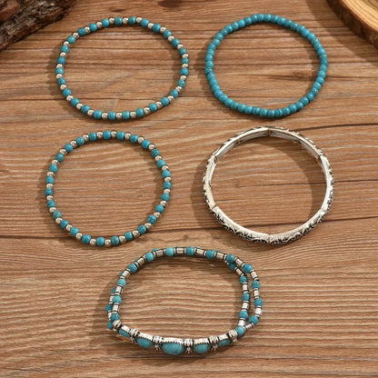 Bracelet Bohème — Perles Turquoises Set
