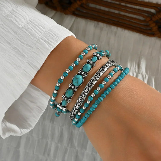 Bracelet Bohème — Perles Turquoises Set