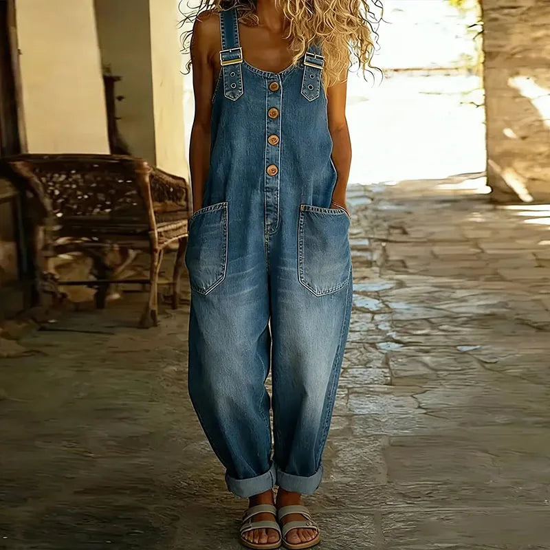 Combinaison Mae | Salopette en denim doux vintage avec bretelles ajustables
