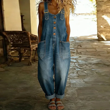 Combinaison Mae | Salopette en denim doux vintage avec bretelles ajustables
