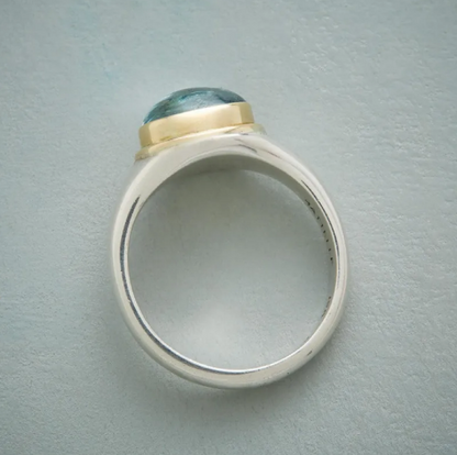 Bague Argent Diamant Vert