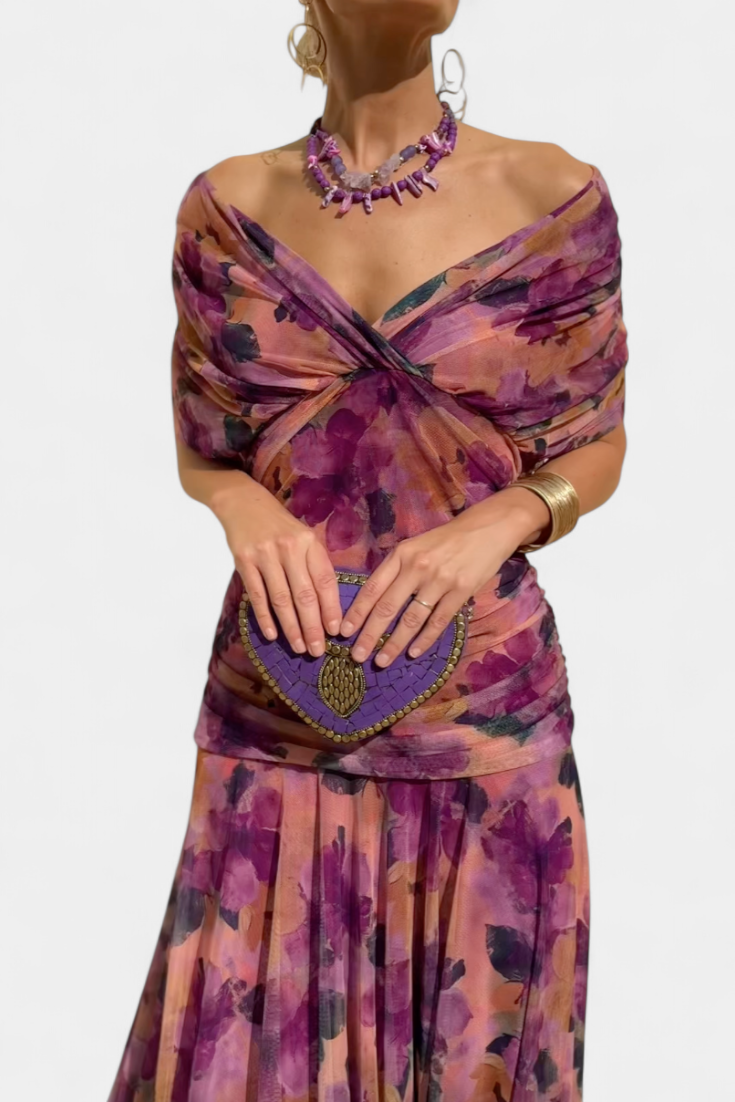 Robe Alondra — Longue Fleurie Décolleté V Romantique