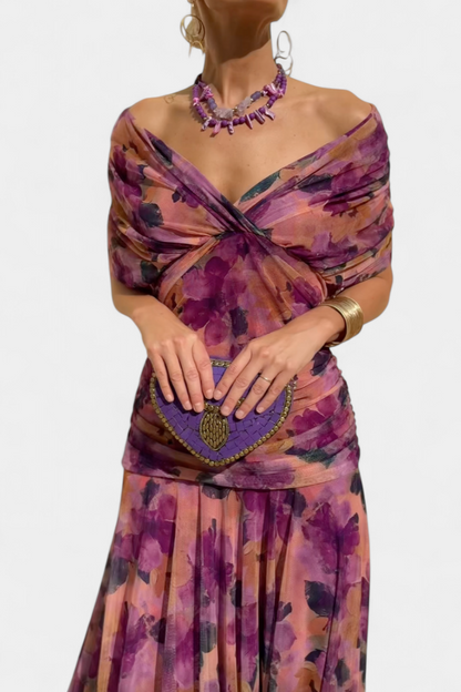 Robe Alondra — Longue Fleurie Décolleté V Romantique