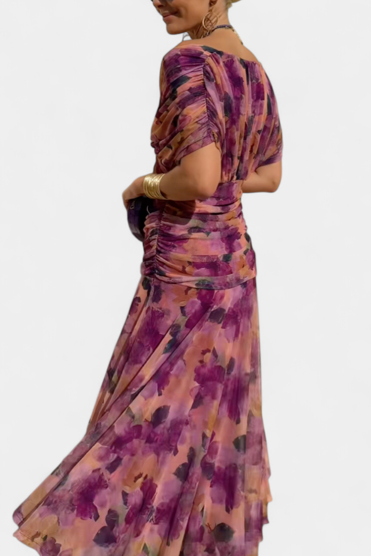 Robe Alondra — Longue Fleurie Décolleté V Romantique