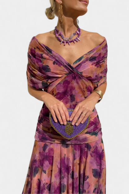 Robe Alondra — Longue Fleurie Décolleté V Romantique