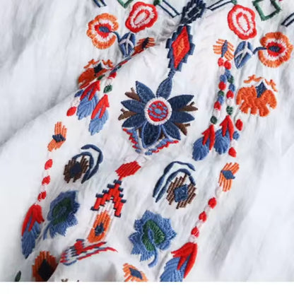 Merta™ — Blouse Blanc Broderie Floral