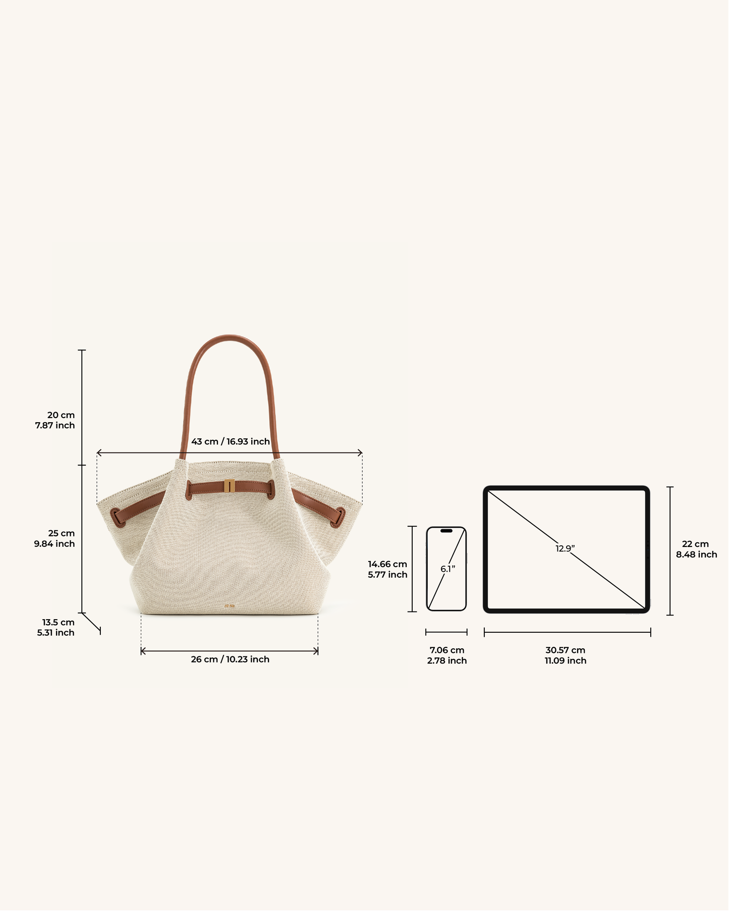Hana Sac Cabas Moyen – Toile Marron