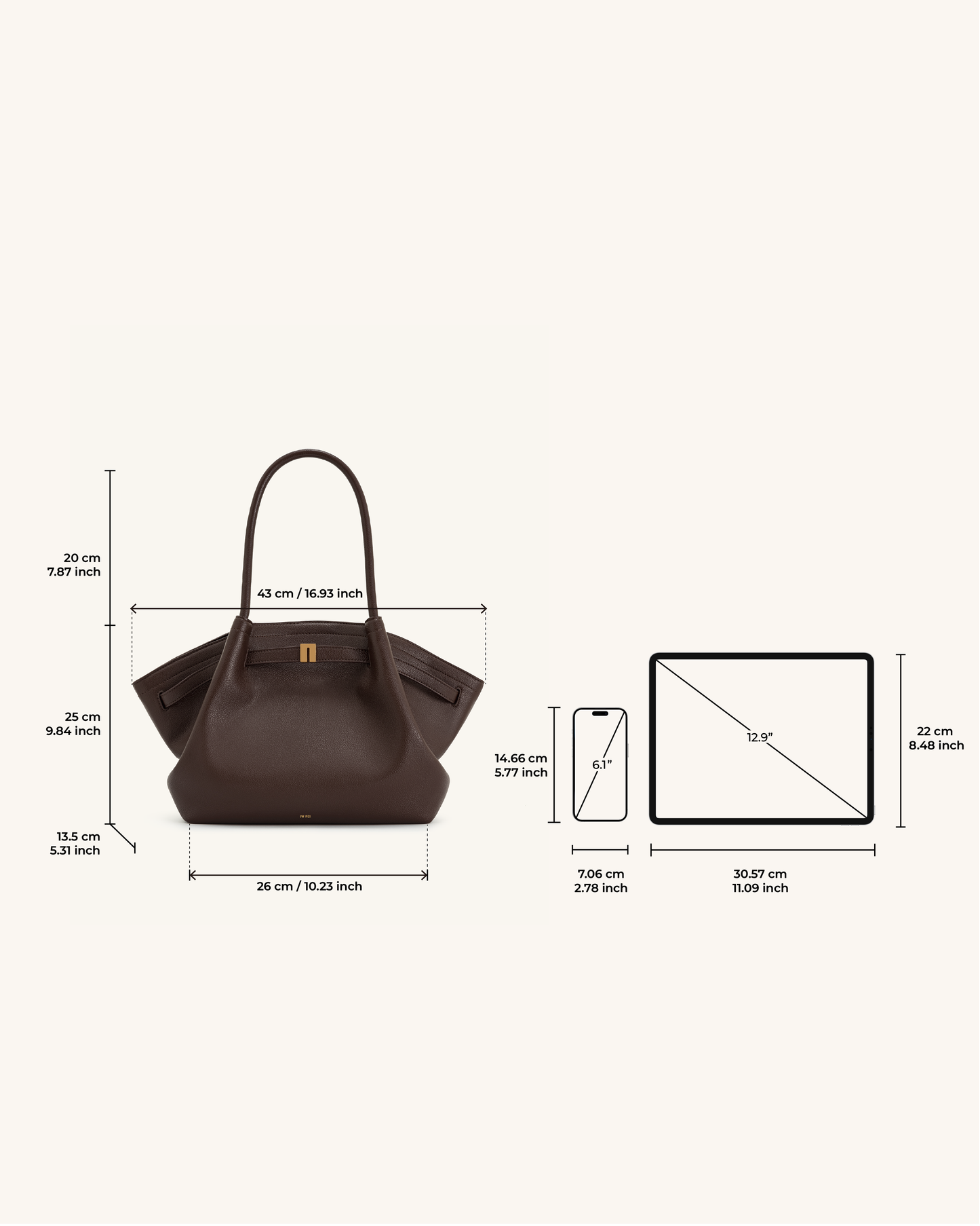 Hana Sac Cabas Moyen – Marron Foncé