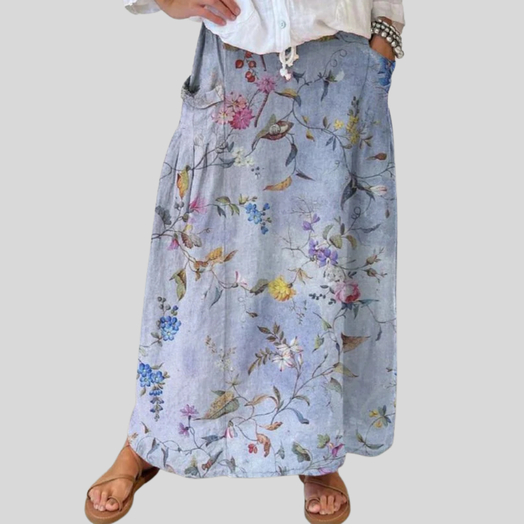 Delphine | Blue Print Pocket Skirt