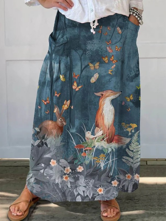 Florence — Jupe Imprimé Animalier Floral à Poches