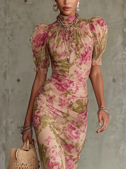 Rosalie™ | Robe Maxi Imprimé Roses Vintage
