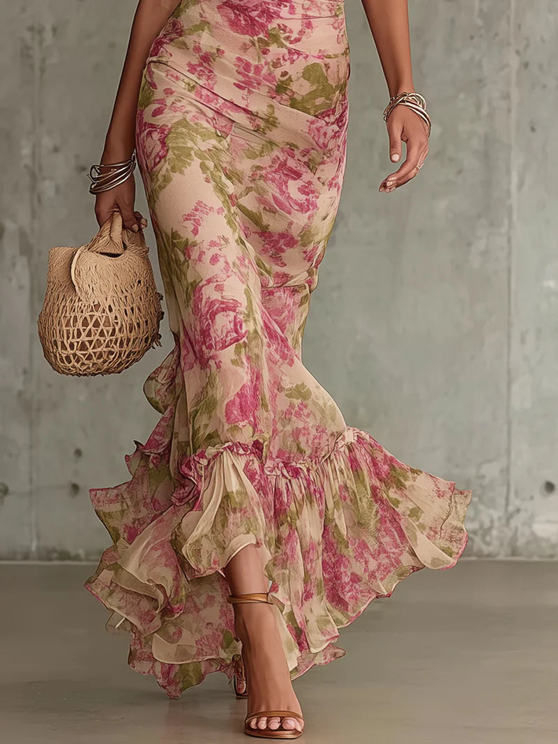 Rosalie™ | Robe Maxi Imprimé Roses Vintage