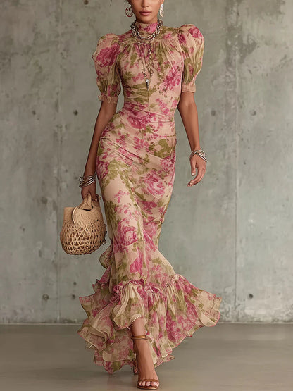 Rosalie™ | Robe Maxi Imprimé Roses Vintage