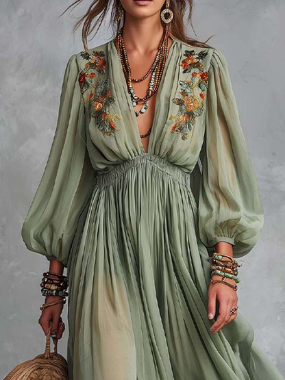 Élodine™ | Robe Maxi Bohème Imprimé Floral