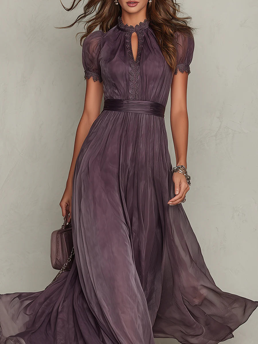Robe Flavia — Longue Violette Dentelle Chiffon