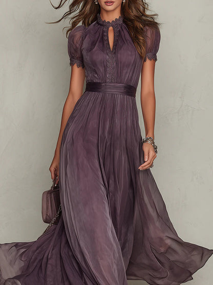 Robe Flavia — Longue Violette Dentelle Chiffon