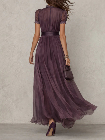 Robe Flavia — Longue Violette Dentelle Chiffon