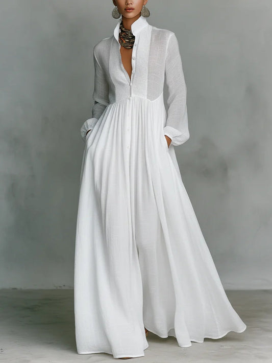 Léonie™ | Robe Maxi Minimaliste Col Haut