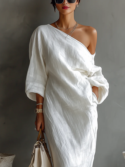 Elise™ | Robe Maxi Élégante à Une Épaule Blanc