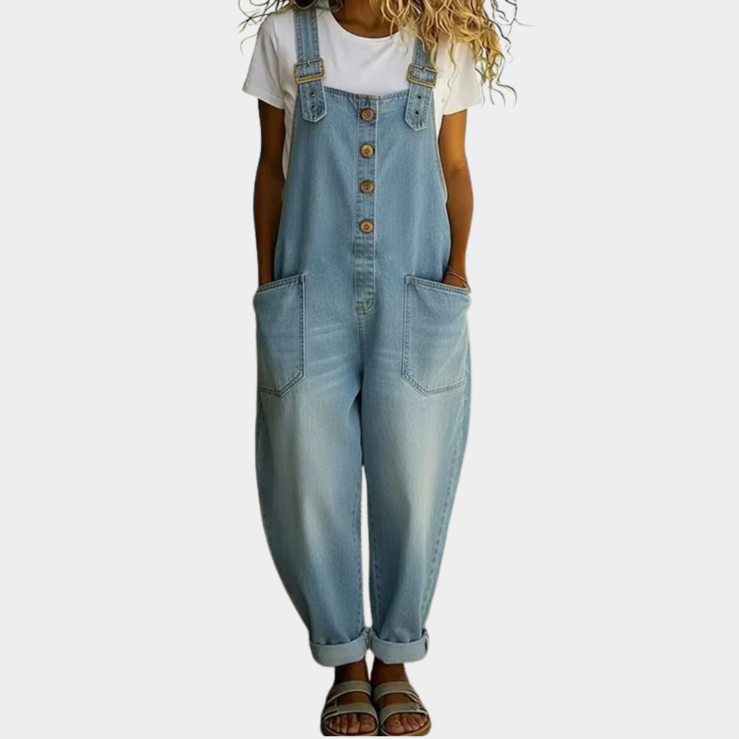 Combinaison Mae | Salopette en denim doux vintage avec bretelles ajustables