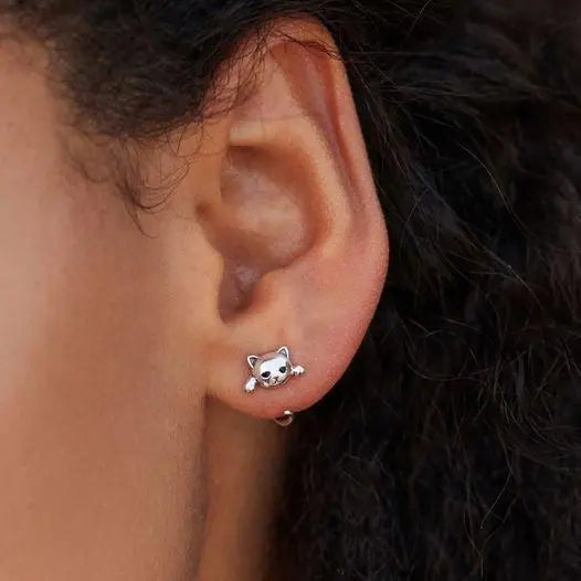 Boucles d'Oreilles Chat Argent