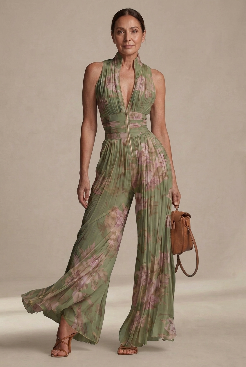 Ensemble Inès — Combinaison Plissée Florale Resort