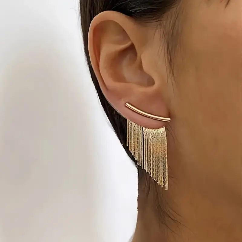 Boucles d'Oreilles Vintage Rideau Doré