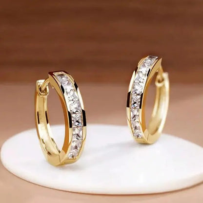 Boucles d'Oreilles Luxe Dorées avec Cristaux