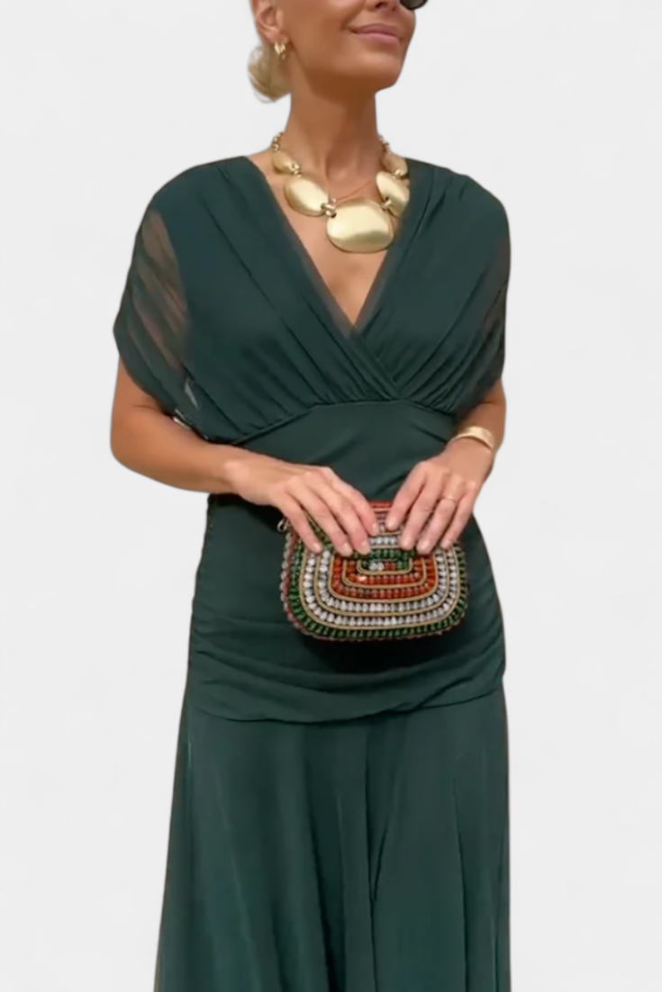 Robe Alondra — Longue Fleurie Décolleté V Romantique