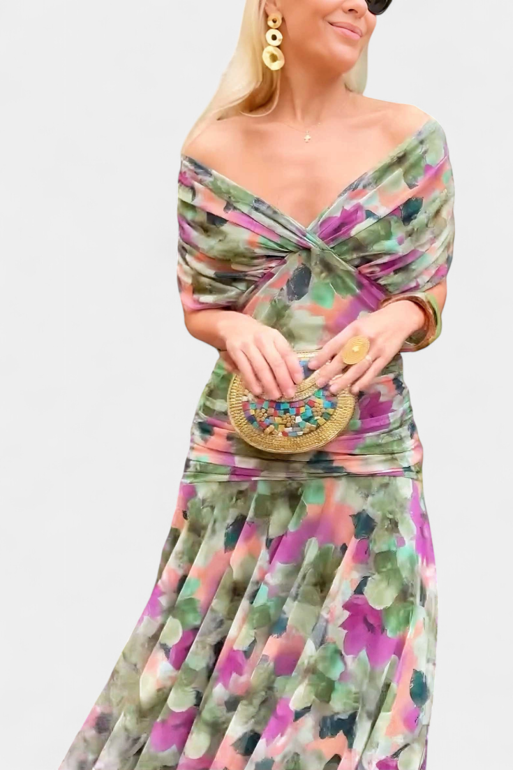 Robe Alondra — Longue Fleurie Décolleté V Romantique