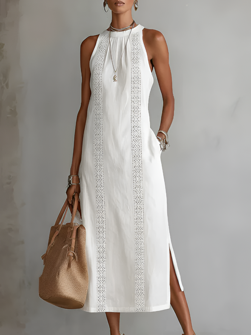 Jimena | Robe Midi en Lin Col Mao