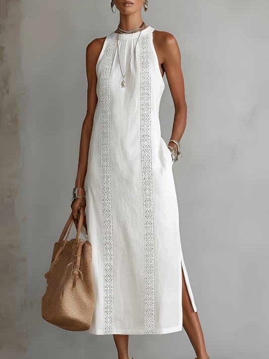 Jimena | Robe Midi en Lin Col Mao