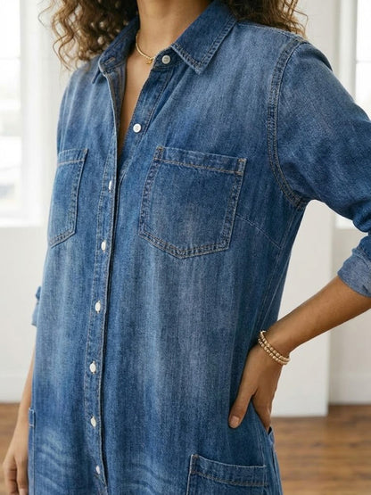 Diana | Combinaison en denim vintage en coton lavé avec boutons