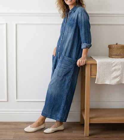 Diana | Combinaison en denim vintage en coton lavé avec boutons