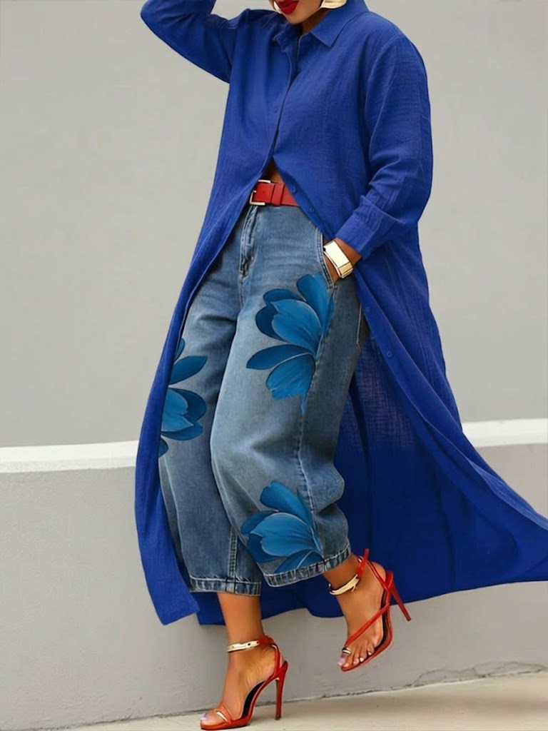 Ensemble Marilou — Lin et Denim Fleuri Deux Pièces