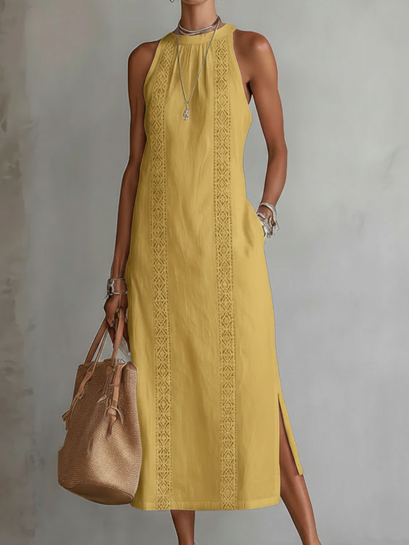 Jimena | Robe Midi en Lin Col Mao