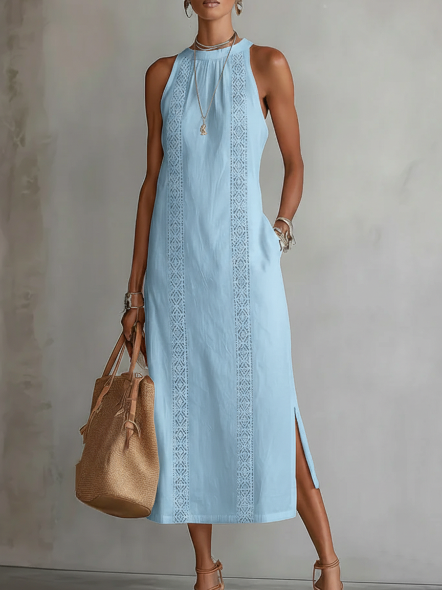 Jimena | Robe Midi en Lin Col Mao