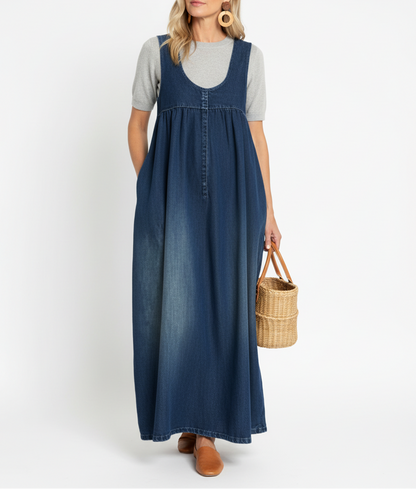 Karen | Robe Maxi en Denim Vintage Doux Lavé