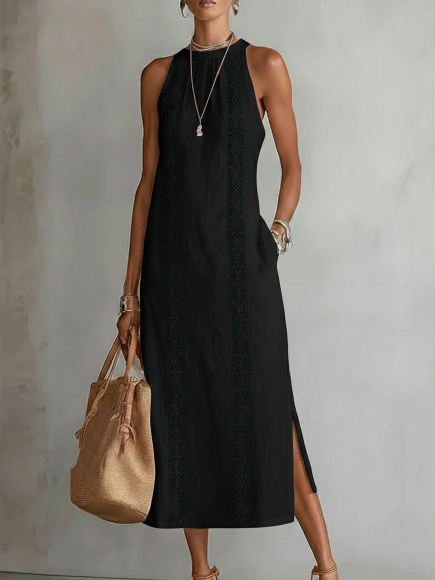 Jimena | Robe Midi en Lin Col Mao