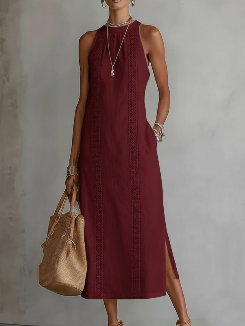Jimena | Robe Midi en Lin Col Mao