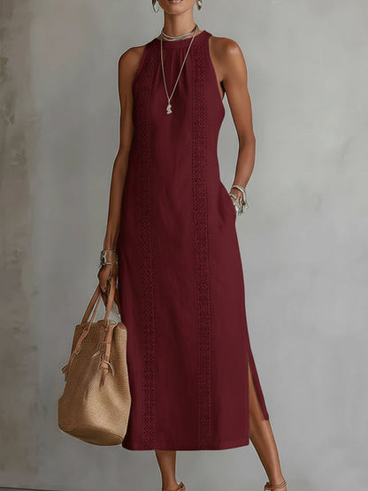 Jimena | Robe Midi en Lin Col Mao