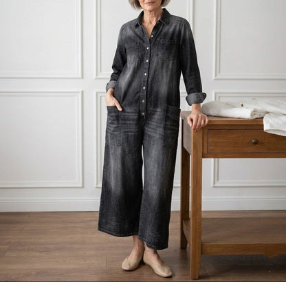 Diana | Combinaison en denim vintage en coton lavé avec boutons
