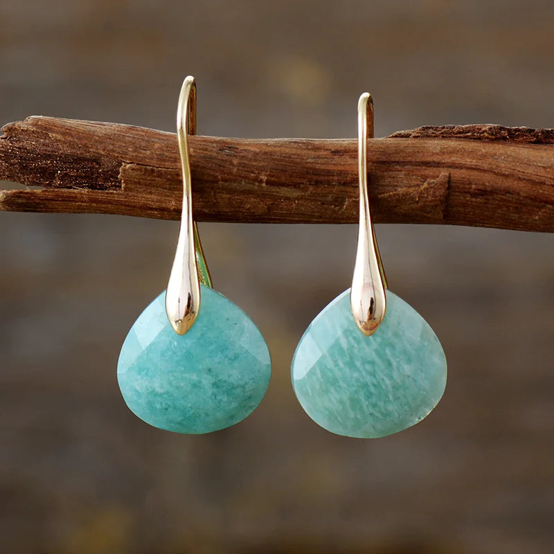 Boucles Margaux — Pierre Turquoise Dorée
